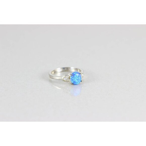 Sterling Silver Opal and CZ Ring Size 8 1/4 - Picture 4 of 7